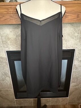 GiGio Plus XL Black Mesh-Trim Chiffon Style Slip Layering Cami Whimsigoth